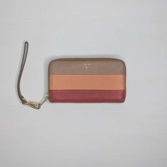 Fossil Tan Stripe Sydney Zip Around Phone Wallet - Picture 2 of 11